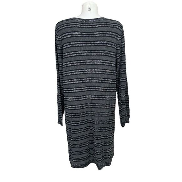 Lane Bryant Black Round Neck Gray Metallic Stripe Sweater Dress sz 18/20 NEW - Picture 5 of 9